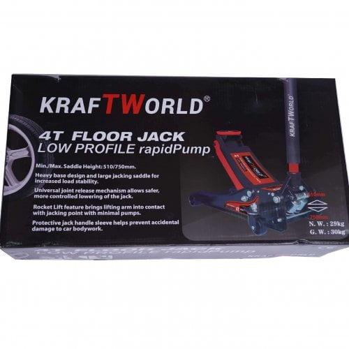 Cric à double pompe KraftWorld 4 tonnes à profil bas - Kraft Shop