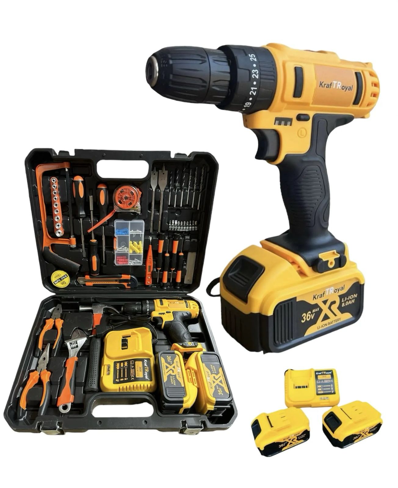 Visseuse Perceuse à percussion sans fil modèle 36V Kraft Royal + 111 Outillage