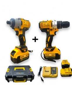 Visseuse Perceuse à percussion + Visseuse Clé à chocs sans fil  Kraft Royal 36V Chargeur et 2 Batteries