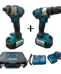 Visseuse Perceuse à percussion + Visseuse Clé à chocs sans fil  Kraft Royal 36V Chargeur et 2 Batteries