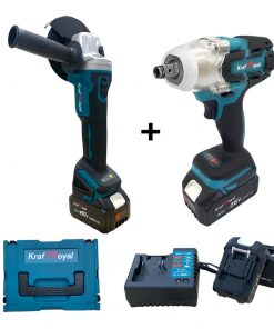Pack 2 Outils Meuleuse d’angle sans fil 125 mm + Boulonneuse clé à chocs sans fil 36V Kraft Royal