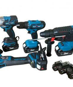 Pack 4 Outils Meuleuse d'angle + Perforateur + Boulonneuse + Visseuse Perceuse Sans Fil 36V Kraft Royal
