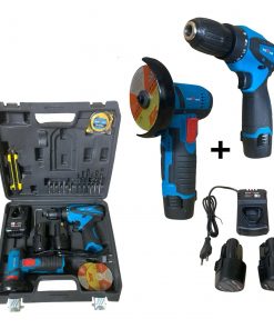 Pack 2 outils Meuleuse d’angle + Visseuse perceuse sans fil 24V avec 2 Batterie et Chargeur