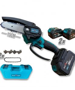 Tronçonneuse Électrique Sans Fil 6 Pouces, Scie à Chaîne avec 2 Batteries et Chargeur