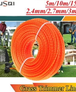 Corde spirale en nylon pour débroussailleuse, 15m x 2.4mm, accessoire pour tête de tondeuse à gazon