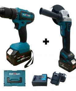 Meuleuse d’angle sans fil 36V + Visseuse Perceuse sans fil 36V Kraft Royal 2 Batteries et Chargeur