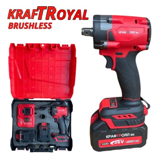 Boulonneuse, Clé à chocs sans fil BL 36V + 2 Batteries et Chargeur Kraft Royal – Max. couple 300-850 N/m