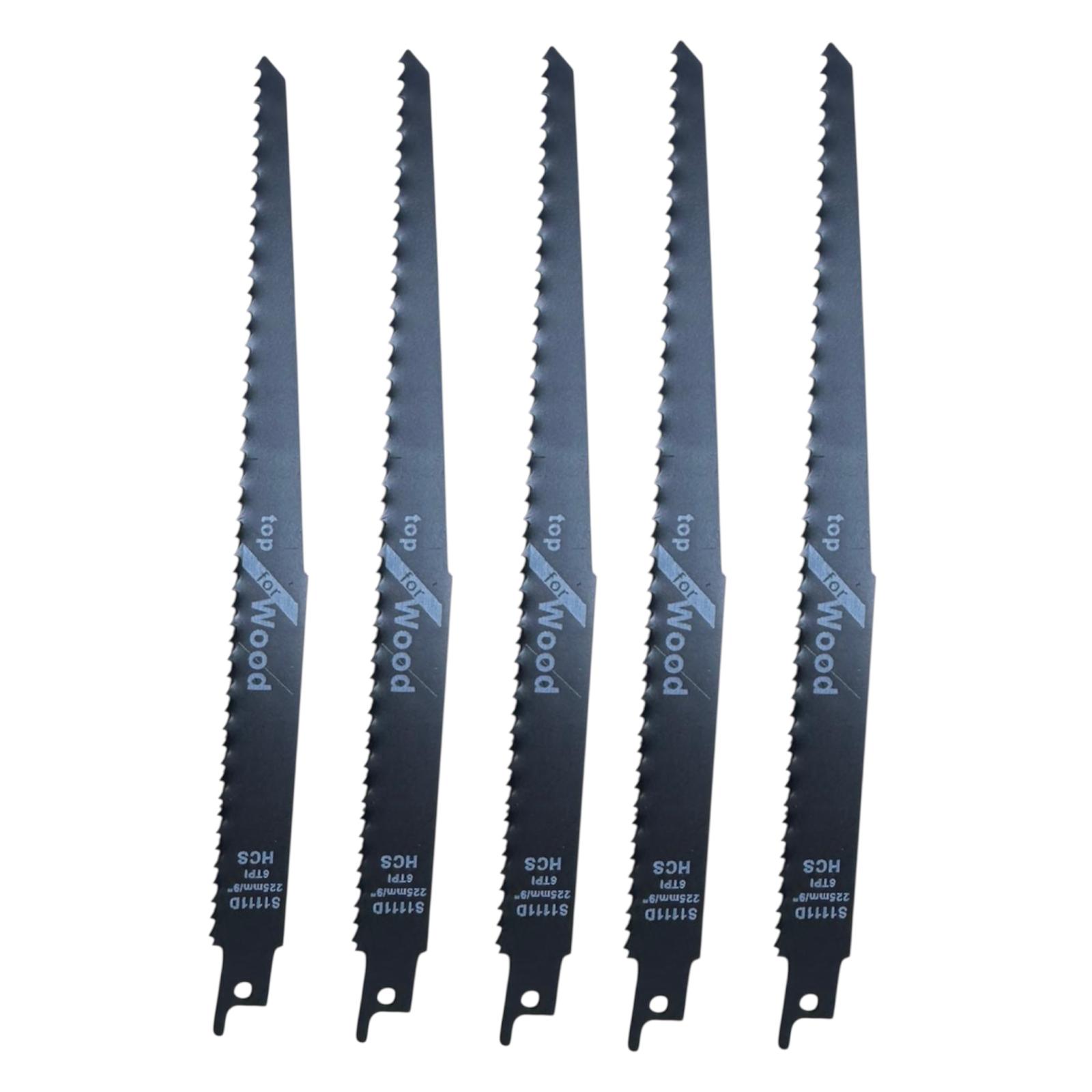 Lot De 5 Lames De Scie Sabre 225mm – Pour Bois – Accessoires Bricolage