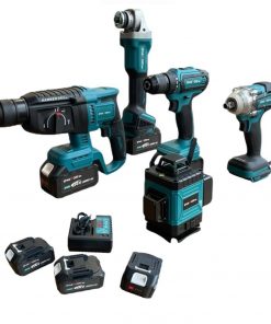 Pack 5 Outils Sans Fil 36V Kraft Royal : Meuleuse d’Angle, Perforateur, Boulonneuse, Perceuse-Visseuse & Niveau Laser 4D